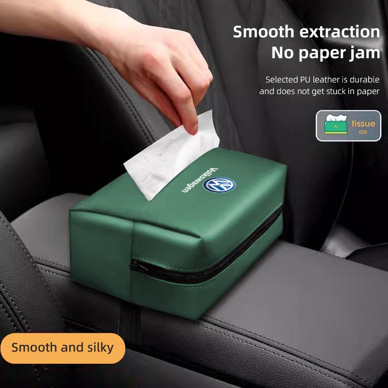Car Tissue Box Seat Hanging Paper Towel Storage Bag For VW R Line GTI Atlas Jetta Touareg Variant Golf Polo Taos Nivus Passat Ti BDH1