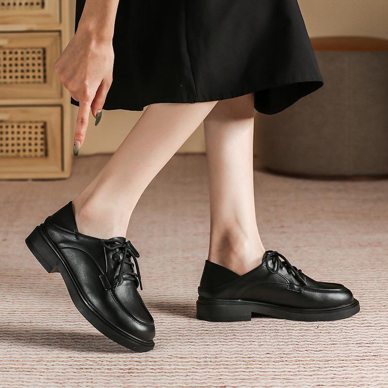 

Осенне-зимние туфли на мягкой подошве в стиле ретро на шнуровке, маленькие кожаные туфли на каблуке, женские туфли-лодочки, профессиональная женская обувь, обувь для собеседования 40