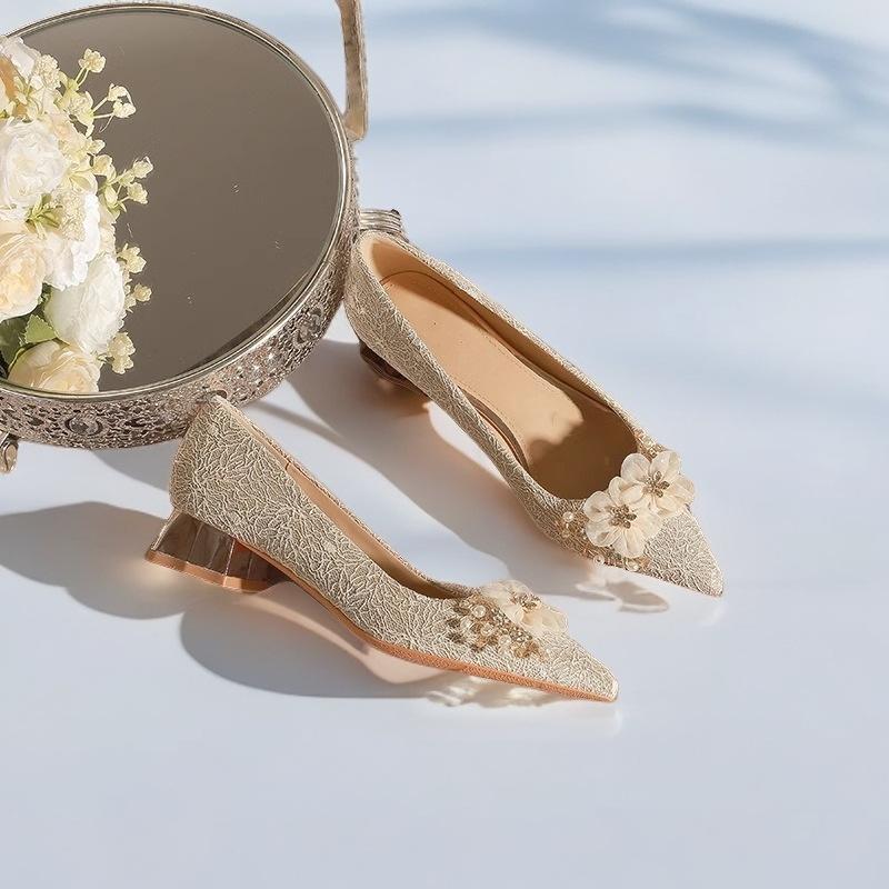 

Французские туфли на высоком каблуке 2025 года, новый нишевый дизайн, свадебные туфли на шпильках, темперамент, знаменитости, стразы, одинарные туфли, туфли Мэри Джейн 35 шампанского