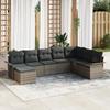 VidaXL 8-Piece Garden Sofa Set with Cushions Poly Rattan Grey 3345479