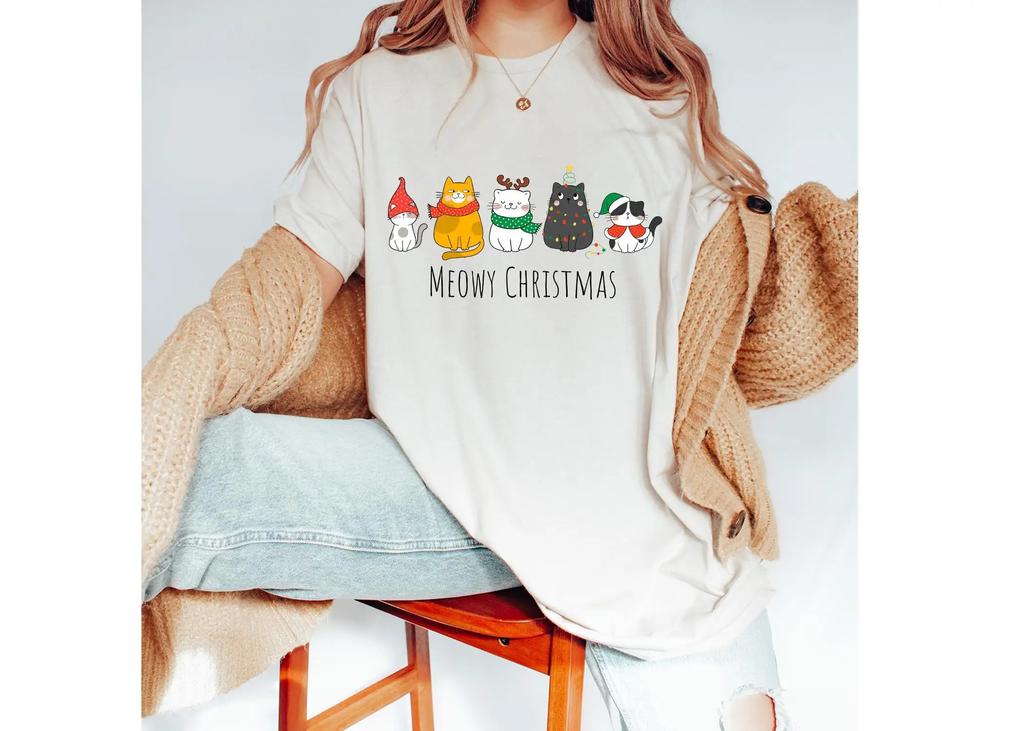 Meowy Christmas T Shirt Cat Lovers Owner Sweat