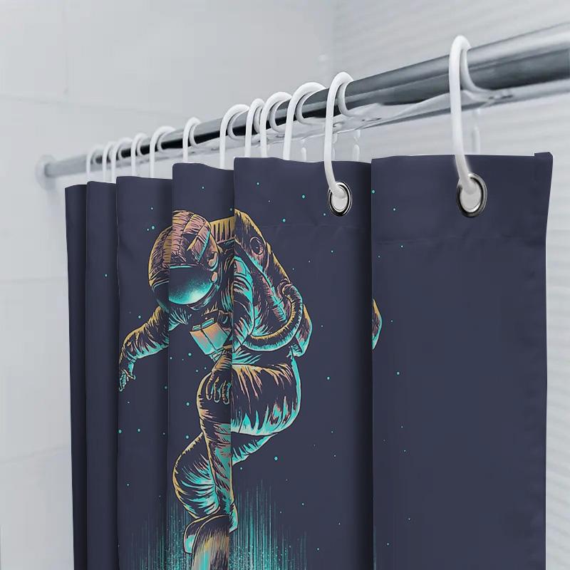 Galaxy Skateboard Shower Curtain Space Universe Cosmic Starry Night Decor For Bathroom