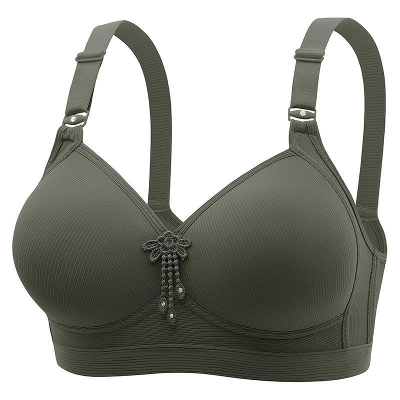 European/American Plus Size Wire-Free Push-Up Bra with Back Closure - Anti-Sagging, Side Support, and Comfortable Fit