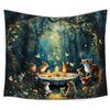Enchanted Forest Tapestry, Fantasy Woods Tapestry Wall Hanging, Magical Wildflower Forest Animal Wall Blanket Decor For Home