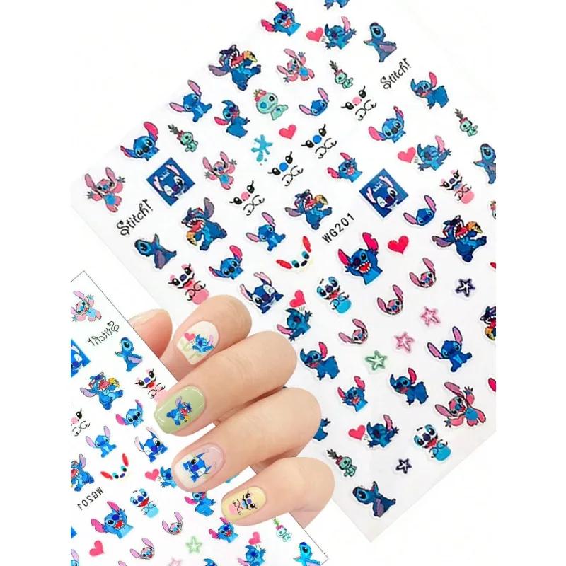 Stitch New Nail Art Stickers Anime Fugures Cartoon Nail Art Stickers Full Adhesive Nail Stickers Nail Art Sticker Toys Gift