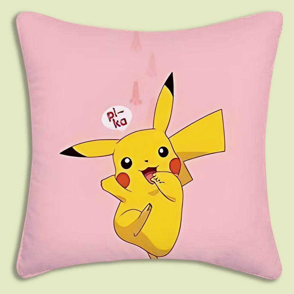 Anime P-Pokemon Pillow Covers Cartoon Sofa Decorative Home Double-Sided Printing Short Plush Cute Cushion Cover