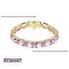 Shi Family Exquisite Purple Octagonal Rhinestone Necklace & Choker Bracelet Set