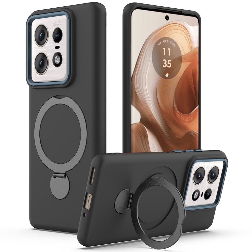 For Motorola Edge 50 Pro 5G Magnetic Case Rotating Ring Kickstand TPU + PC Back Cover