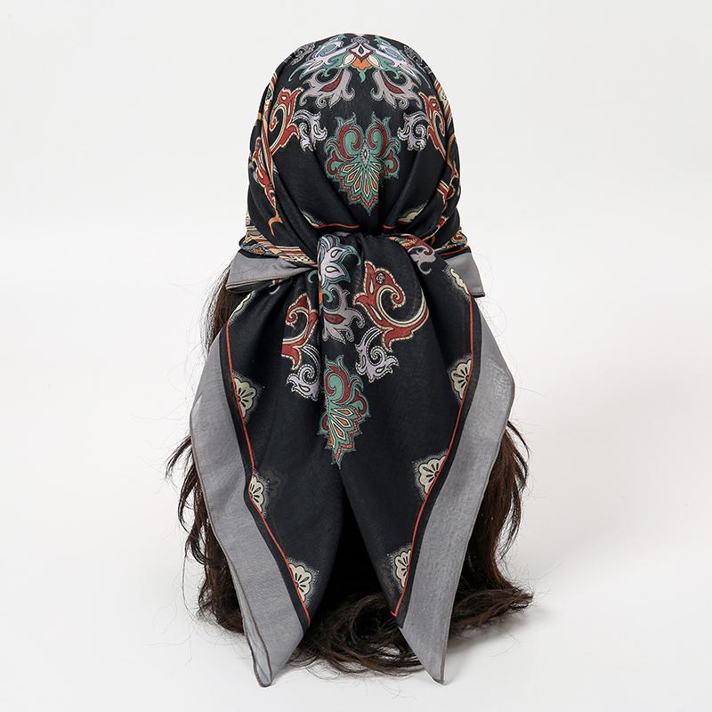 

New Fashion 90X90cm Printed Women Scarf Pashmina Silk Scarf Square Shawl Decorative Headband Neck Luxury Design Bandana