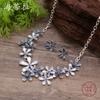 Colored flower stud earrings necklace set, fashionable painted oil flower women's versatile earrings neck chain