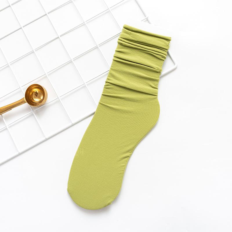 Velvet Socks for Girls, New Summer Style, Thin Ice Silk Socks, Solid Color Mid-calf Socks, Dopamine Socks