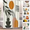 Bohemian Abstract Geometric Shower Curtain Modern Plant Leaf Print Waterproof Bath Curtain Bathroom Decor Polyester With Hooks