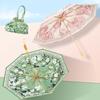 Flat Six Folding Sunscreen UV Protection Parasol Umbrella Dual-purpose Advanced Sense Folding Double-layer Double-sided Flower Sun