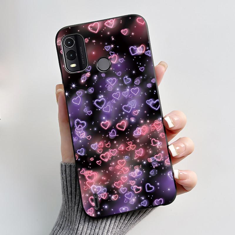 Dreamy Black Case For Nokia G11 Plus Elegant Butterfly Wildflower Pattern Shell With Jelly Color Shockproof Bumper Soft Cover