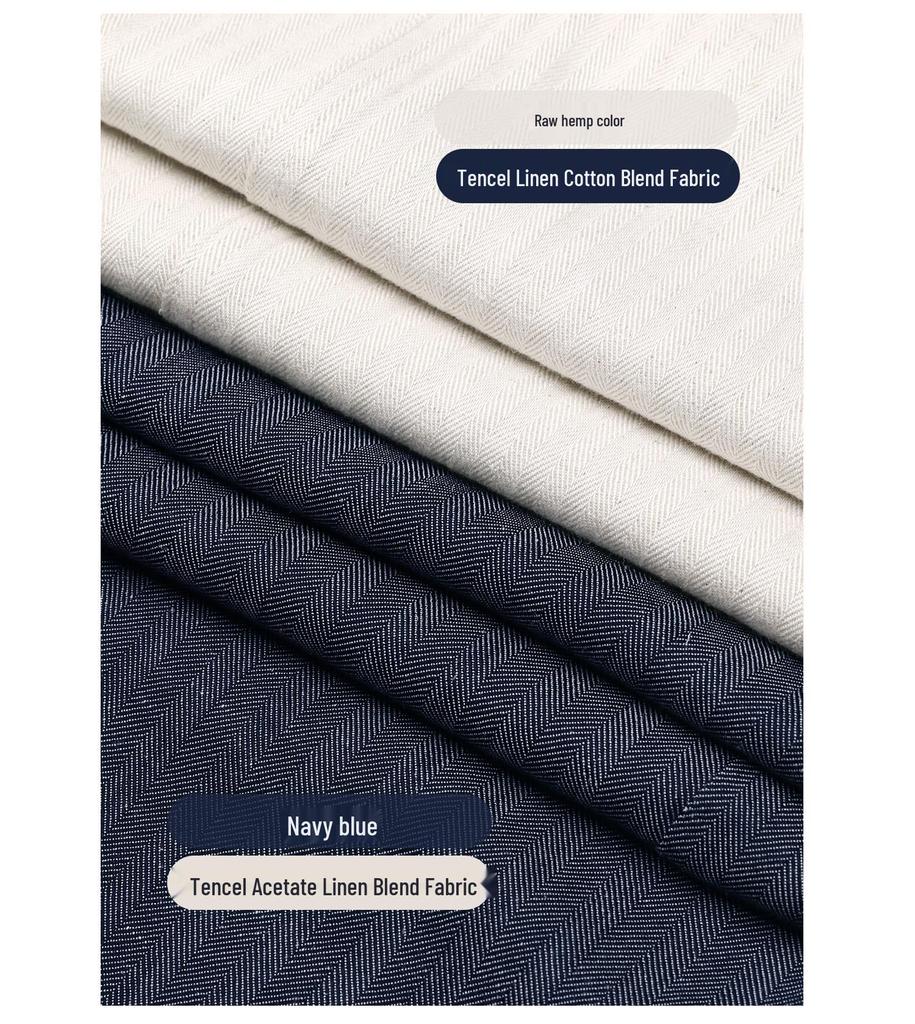Women's Anti-Wrinkle Tencel Linen Pants, Spring/Summer, Loose Herringbone, Wide-Leg Design, Original Linen Color, Style 7896.