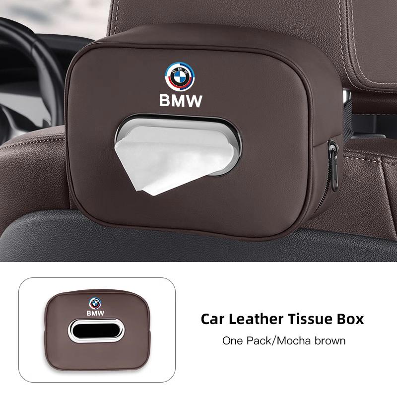 Car Tissue Box Holder Leather Car Armrest Napkin Case Sun Visor Backseat Bag For BMW F30 F10 X1 X2 X3 X4 E28 E90 F20 GT i4 M3 M5 NH8
