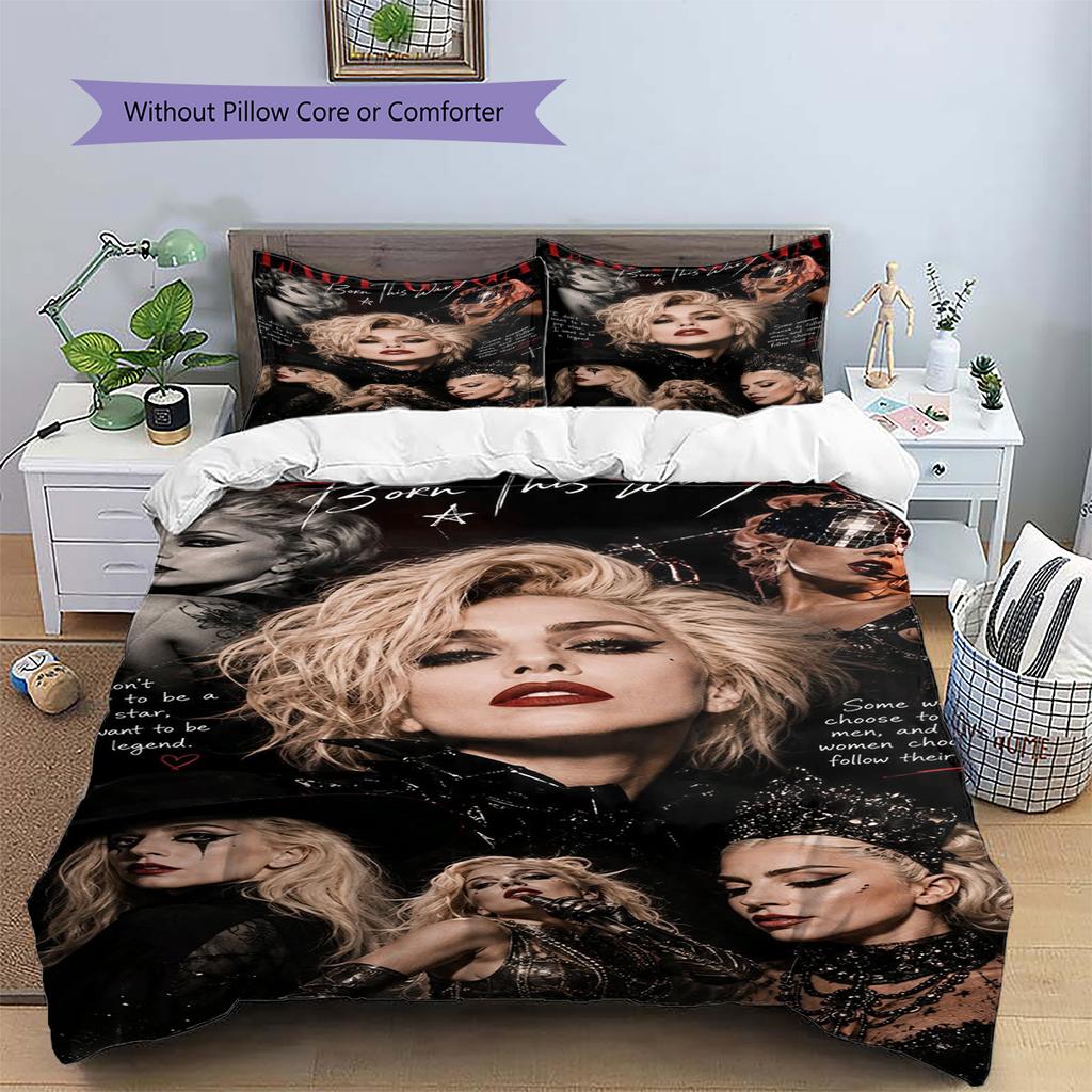 Gaga Pattern Bedding Set Quilt Cover Pillowcase Home Decor Gift (1 * duvet cover + 2 * pillowcase, without core)