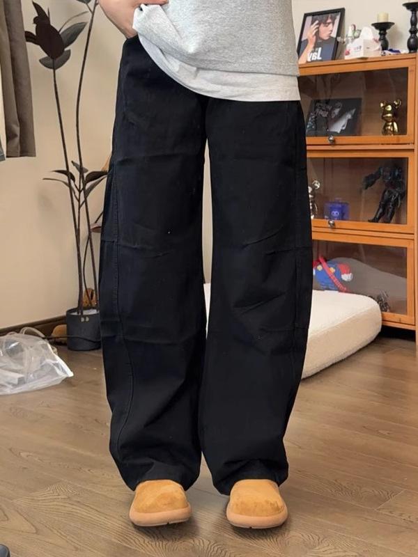 Army Green Washed Cotton Tooling Pants Men's and Women's Summer Thin Scimitar Jeans American Wide-leg Trousers