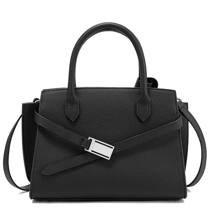 

New go first layer cowhide platinum bag versatile messenger bag commuter handbag tote bag premium чёрный