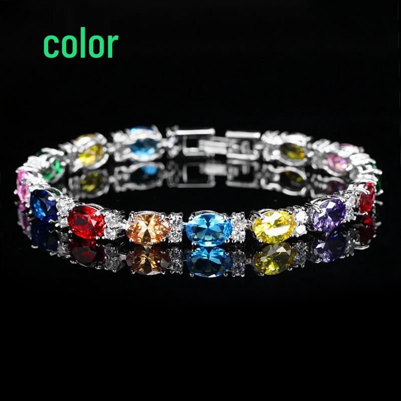 Women's Multicolor Zircon Crystal Bracelet - Non-Fading Gemstone Jewelry