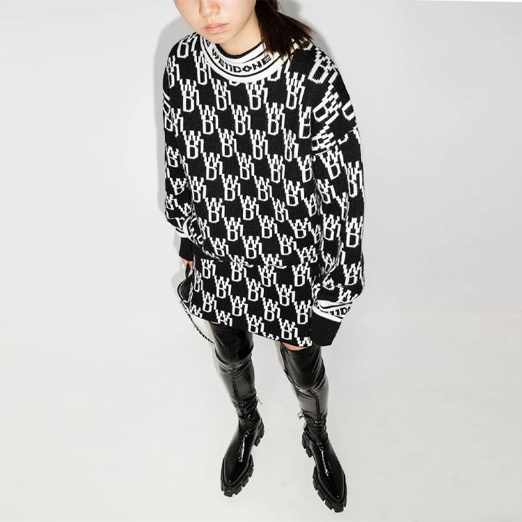 WE11DONE All Over Logo Jumper Black Unisex Tops WD-KO3-21-602-U-BK