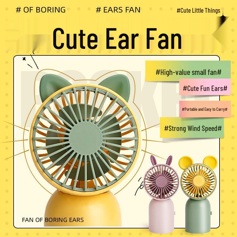 Mini Cartoon USB Handheld Fan - Portable Desktop Fan with Custom Logo Option