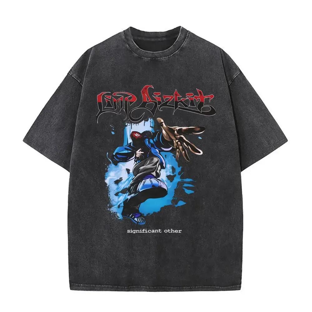 Arrivo T-shirt Y2k Uomo Donna Abbigliamento Novità Top & T-shirt Camisetas Lavata Vintage Band Rock Limp Bizkit Grafica