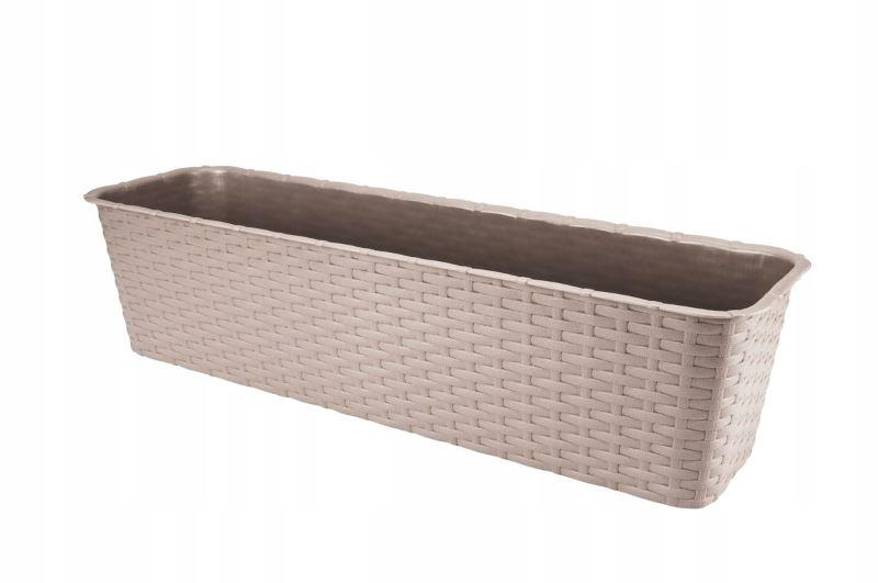 Beige rattan balcony box 60 cm