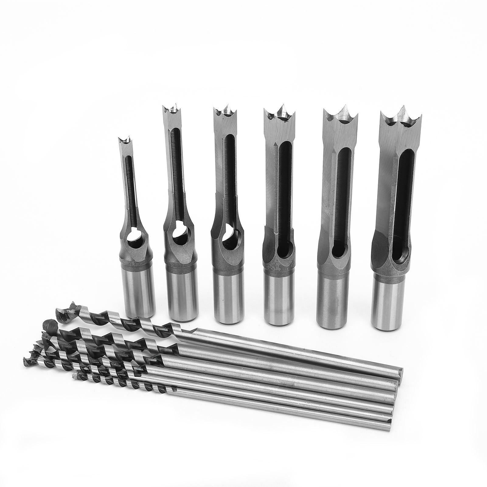 

6Pcs SquaRe hole Saw Auger Drill Bit Mortising Chisel Woodworking Tool