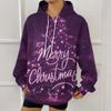 Women's Fashion Sweatshirt Christmas Print Casual Hooded Sweatshirt With Pockets