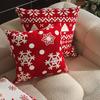 1 Stück Weihnachts-Stil Sofa Rote Kissenhülle Nordische Neujahrs-Doppelseitige Kissenhülle Feiertagsdekoration Sofa Wohnzimmer