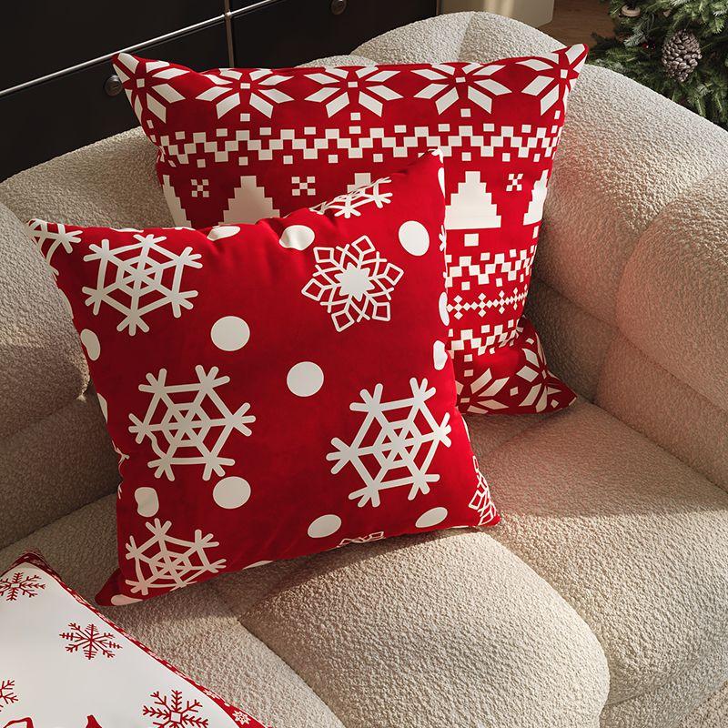 1PC Christmas Style Sofa Red Pillow Cover Nordic New Year Double-Sided Pillowcase Holiday Decoration Sofa Living Room