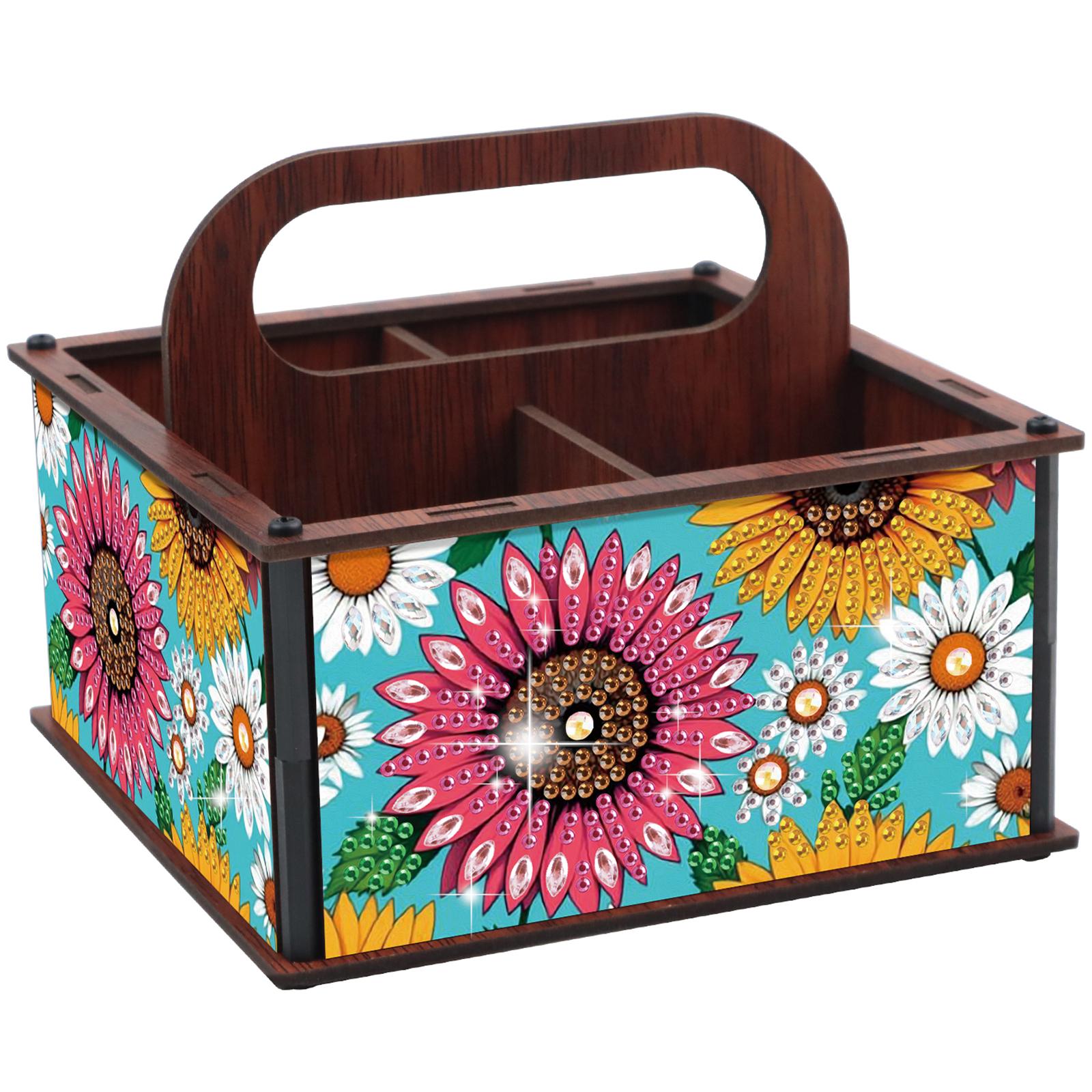 

DIY Wooden Diamond Painting Kits Organizer Box Makeup Brush Organizer Home Dining Living Room Tabletop Art Decoration