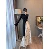Chinese Style Modified Cheongsam Ink Painting Dress Long Sleeve Suit Women's Dress