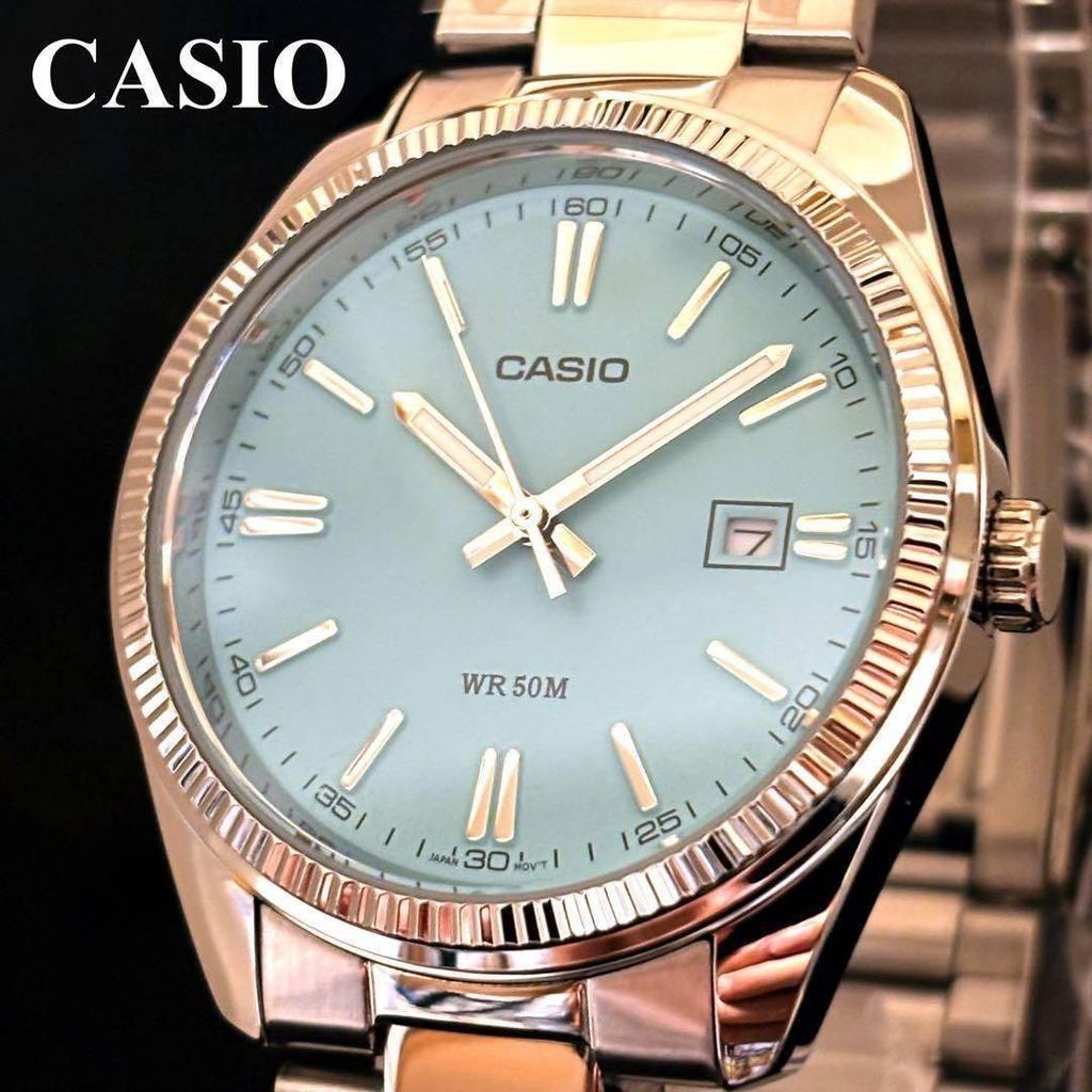 Used CASIO Men's Watch, Turquoise Blue/Silver Color, Men's Watch