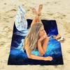 Blue Horse Starry Sky Print Beach Towel Polyester Soft Quick Dry Large Bath Towel Summer Swimming Pool Surfing Blanket