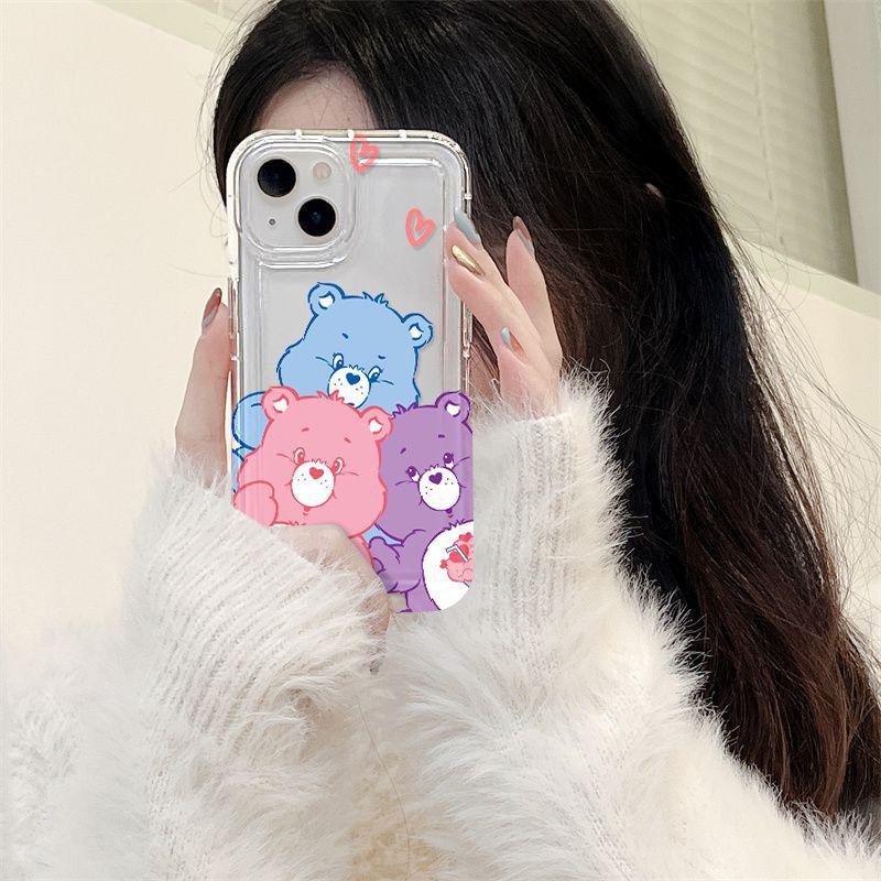 Rainbow Love Bear for iPhone17promax Cartoon Mobile Phone Case Apple 14 Large Hole 16/13 Factory 15