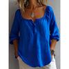 2026 New Women's Casual V-Neck Long Sleeve Loose Solid Color Simple T-Shirt