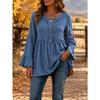 Women S Casual Loose V Neck Long Sleeve Blouse With Lace Trim