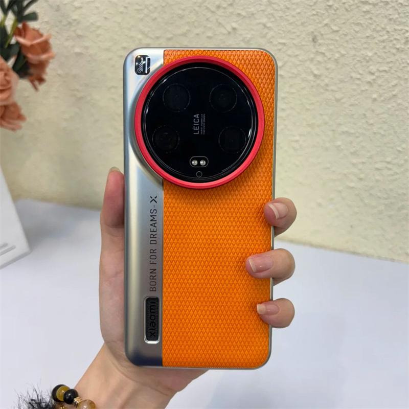 Case For Xiaomi 15 14 13 Ultra Camera Simple Lens Large Hole Leather Texture Cover For Xiaomi 14 13 12S Ultra Shockproof Bumper