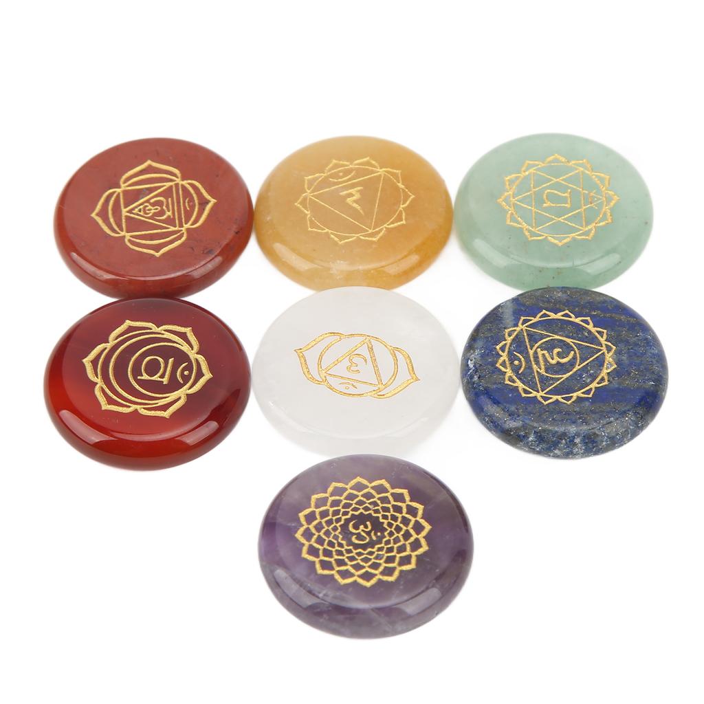 Chakra Stones Seven Chakra Energy Healing Stone Aura Rune Stone Amulet Decoration