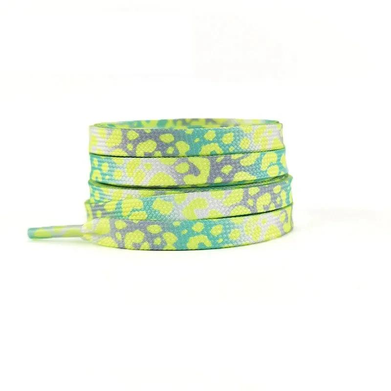 Cordones de Leopardo para Zapatillas AF1/AJ Estampado Colorido Tie-dye Degradado Banda de Goma para Cordones de Zapatos Hombres Mujeres Lona Cuerdas Deportivas