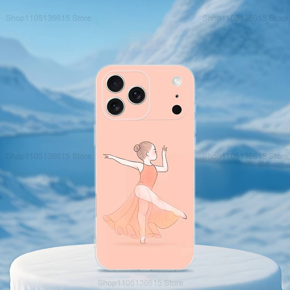 Ballet Art Girl Cute Case For iPhone 17,11,12,13,16,14,15,Pro,Max,Plus,X,XS,XR,SE,Mini Transparent Soft Silicone