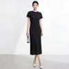 Women's Miyakeme Series Corn Grain Pleated Long Dress – High-Grade Texture
