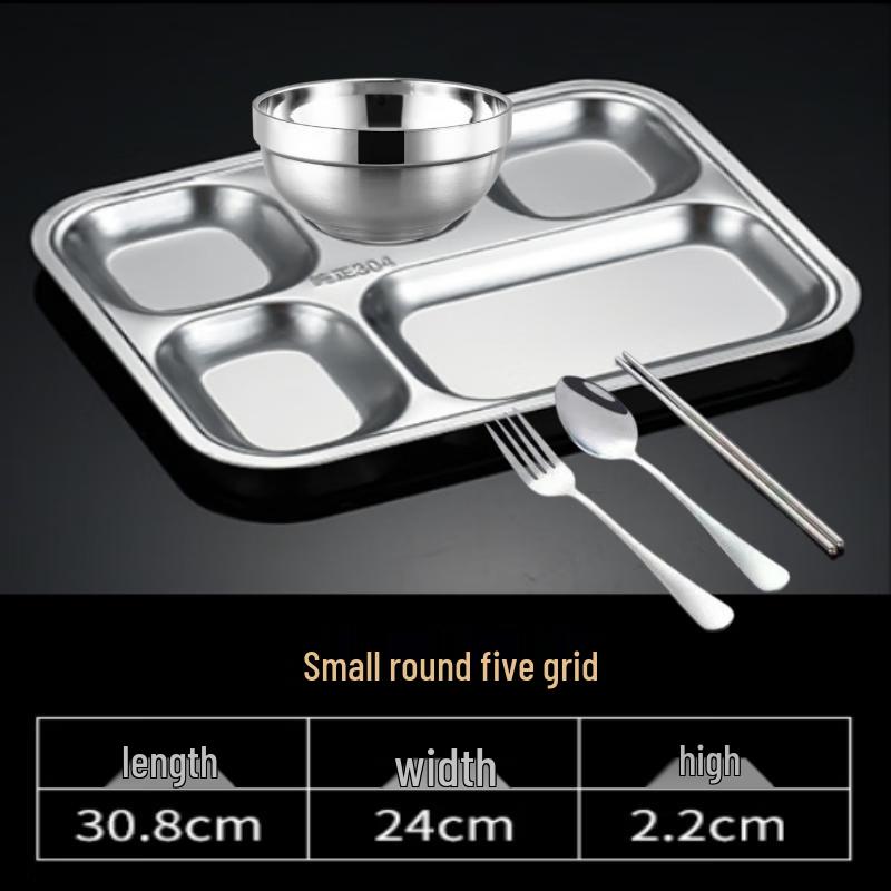 Drian 304 Stainless Steel 5-Compartment Divided Meal Tray