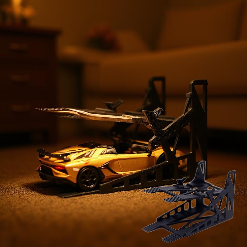 1:64 Alloy Car Rack Scene Set - Dual-layer Parking Garage Model with 3D Printed Assembly Components