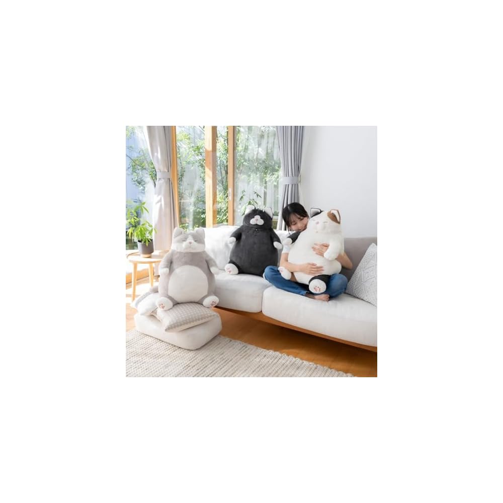 Ribheart Big Size Cat Plush Toy - Cat Affirmation - Katsuo (Bicolor Cat) - Approx. 58cm in Length -