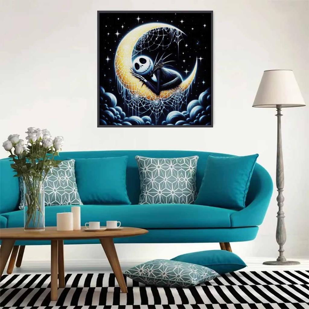 5D DIY Diamond Painting Decorative Skeleton and The Moon Full Round Drill Scenery Diamond Embroidery Cross Stitch Kits Home Decor Gift