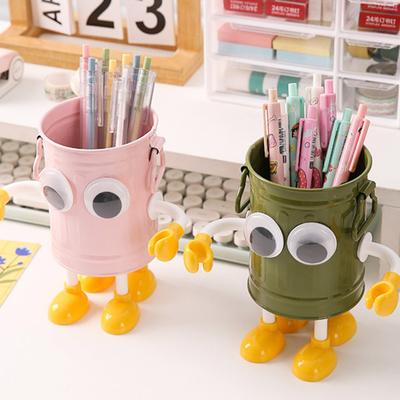 Pen Holder Stand for 20 Pens Cartoon Big Eyes Design Large Caliber Round Workmanship Pen Caddy Pen Storage Rack