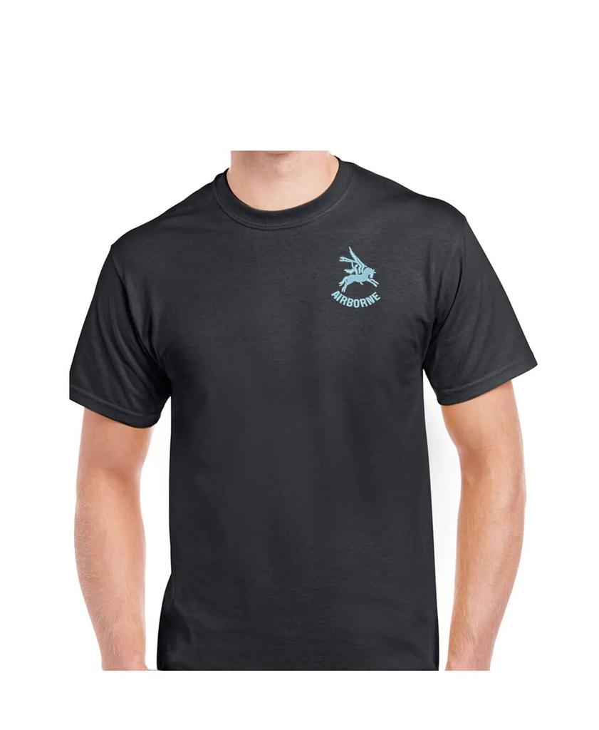 UK Airborne Fallschirmjägerregiment Pegasus Aufnäher Schild T-Shirt 100% Baumwolle Rundhals Sommer Kurzarm Lässig Herren T-Shirt Größe S3XL